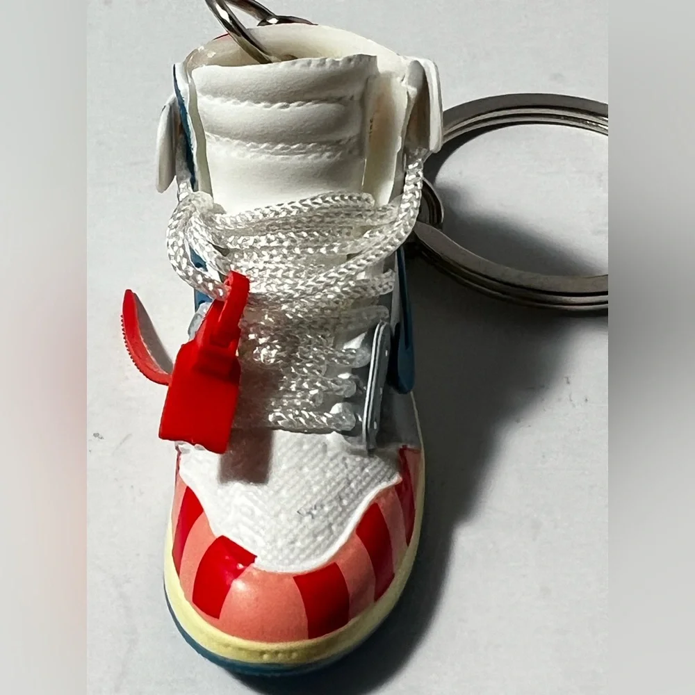 3D Mini Sneaker Keychain Red White Blue high‎ top trinket novelty
